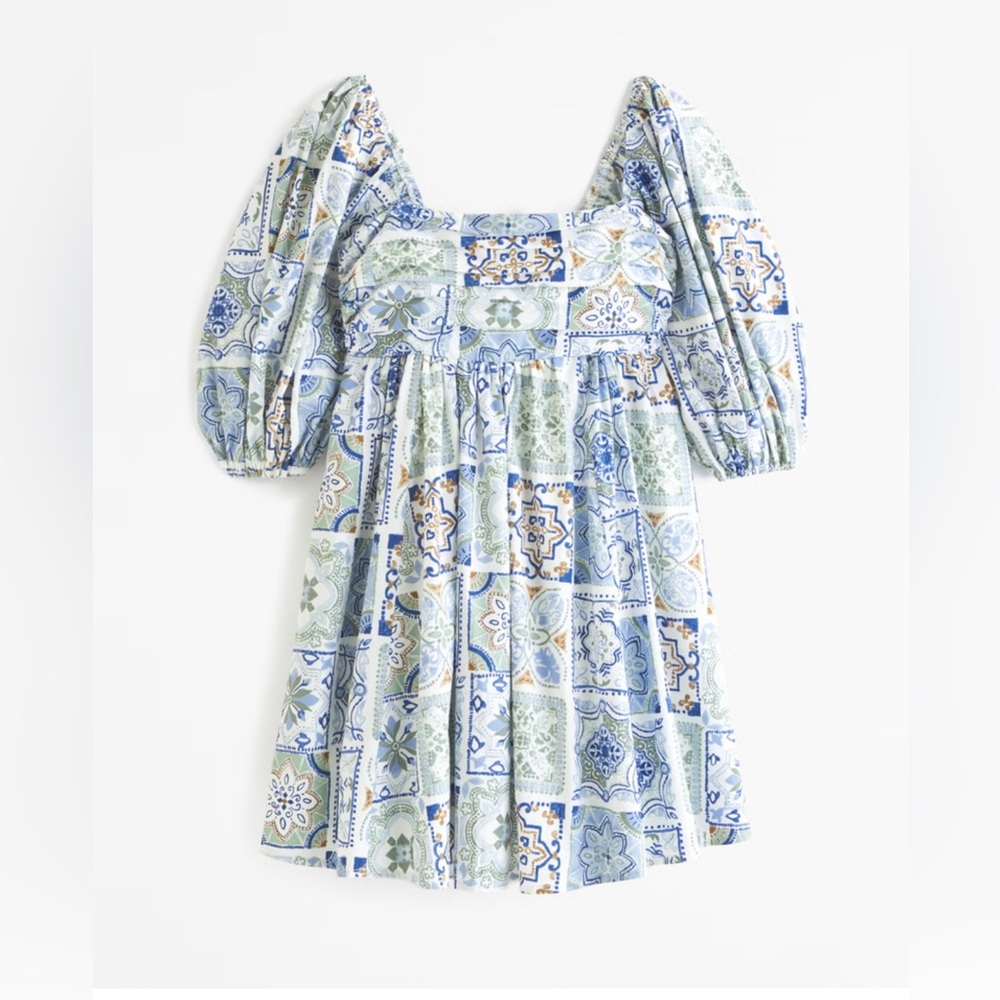 Abercrombie and Fitch Emerson Poplin Puff Sleeve Mini Dress